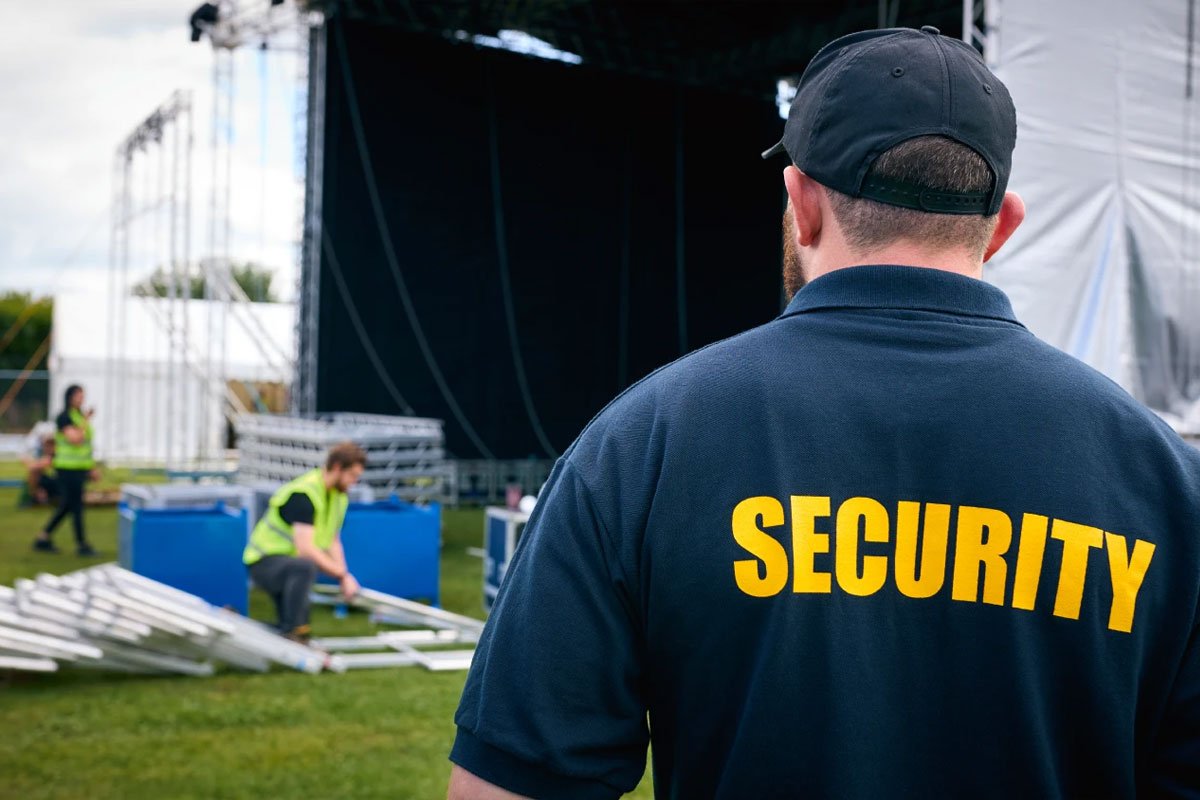 A security guard watching an event.